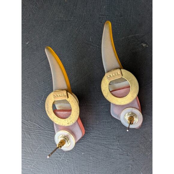 Vintage 80s EFFEX Memphis Lucite Earrings Pierced Post - Picture 3 of 3